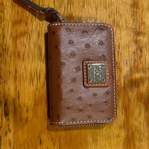Dooney & Bourke Chestnut Brown Ostrich-Embossed Zip Wallet
